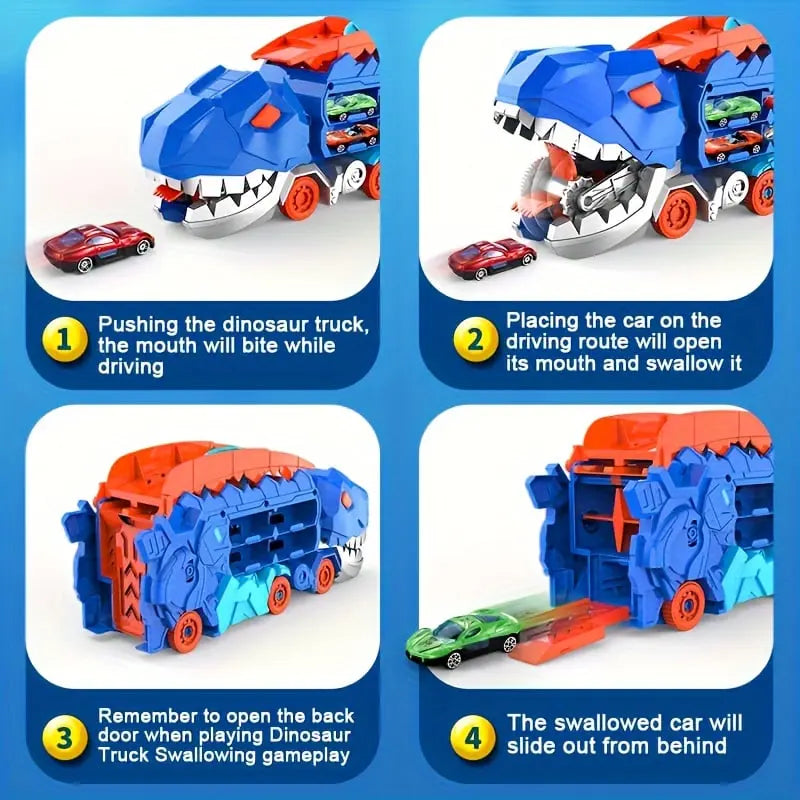 Rynx | Dinosaur Transporter – Foldable racetrack with metal cars