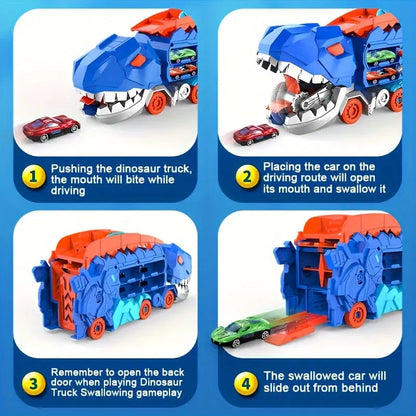 Rynx | Dinosaur Transporter – Foldable racetrack with metal cars