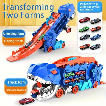 Rynx | Dinosaur Transporter – Foldable racetrack with metal cars