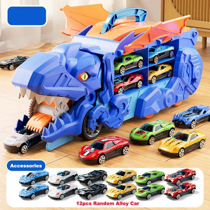 Rynx | Dinosaur Transporter – Foldable racetrack with metal cars