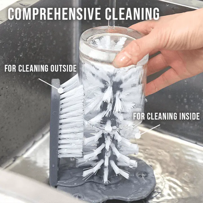 Rynx | Double-sided cup cleaning brush with suction cups for quick and easy rinsing