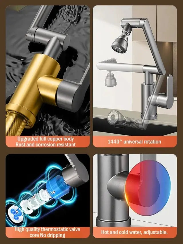 Rynx | Redatable 1080° Faucet – Robot Arm Design & 2 Spray Types