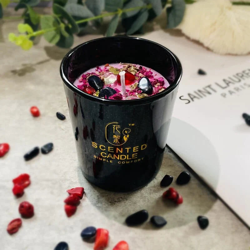 Rynx | Dried Flower & Crystal Stone Scented Candle