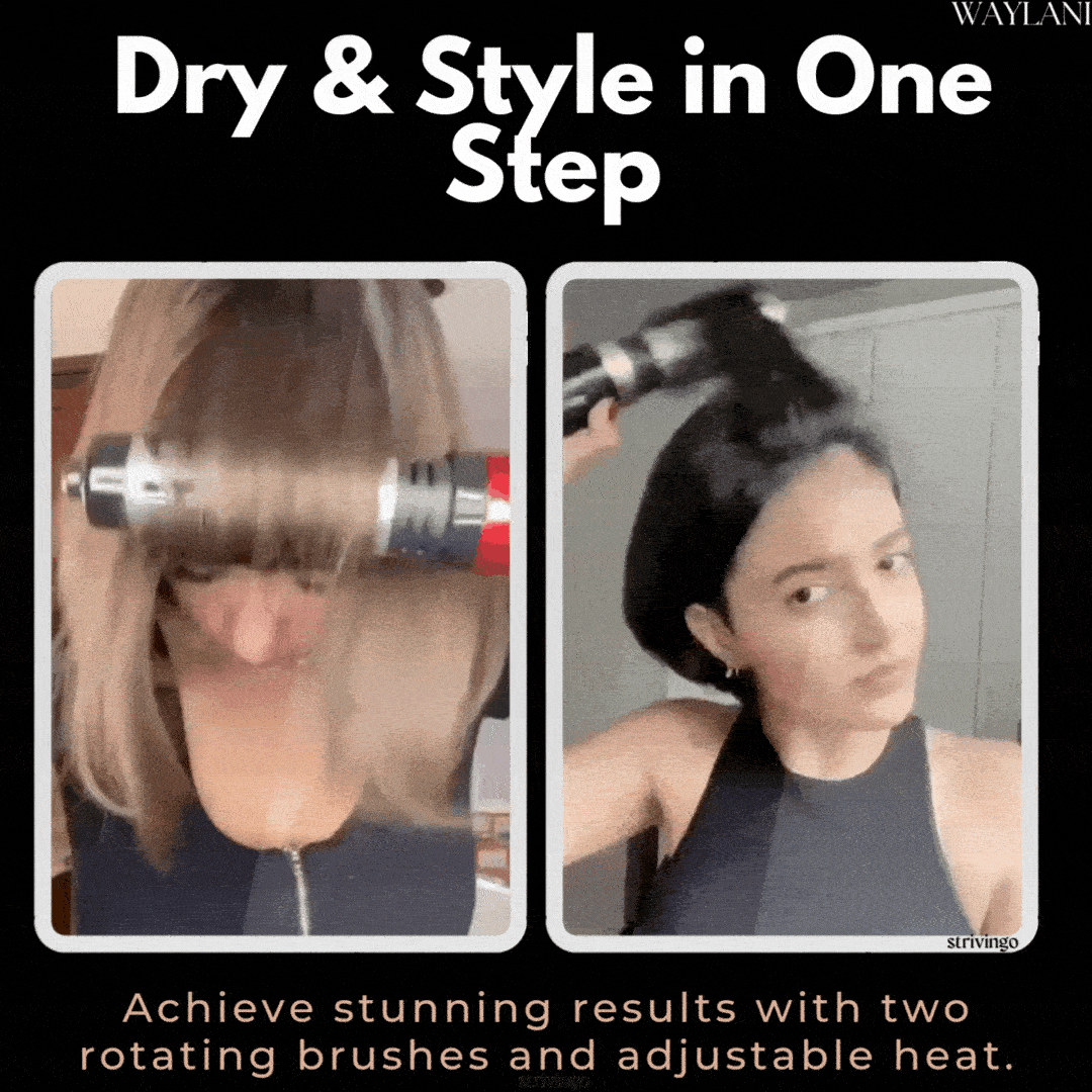 RYNX | 3-In-1 Rotating Hair Dryer And Styler With Adjustable Temperature For Effortless Curls And Waves