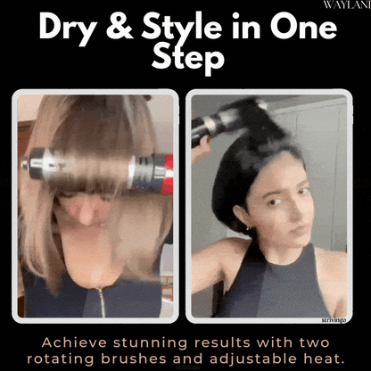 RYNX | 3-In-1 Rotating Hair Dryer And Styler With Adjustable Temperature For Effortless Curls And Waves