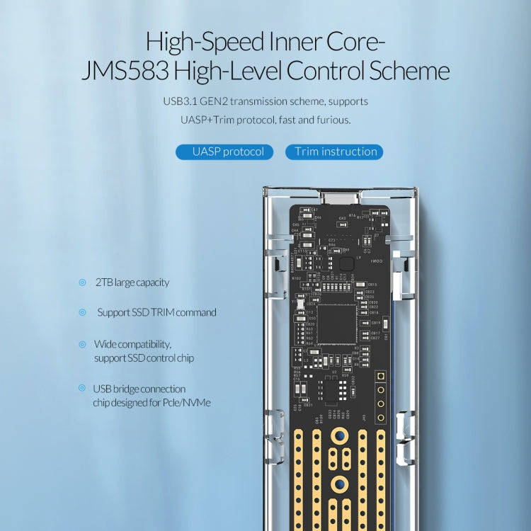 Rynx | ORICO TCM2-C3 NVMe M.2 SSD enclosure (10Gbps)(Black)