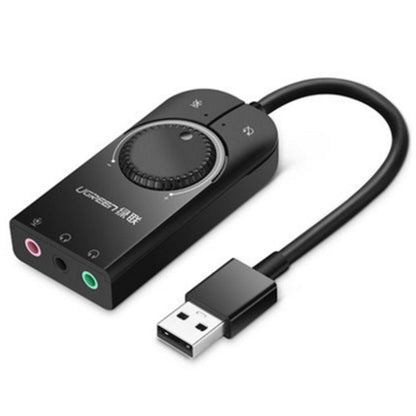 Rynx | UGREEN CM109 USB to 3-Ports 3.5mm Computer External Audio Card with Volume Control, Length: 15cm