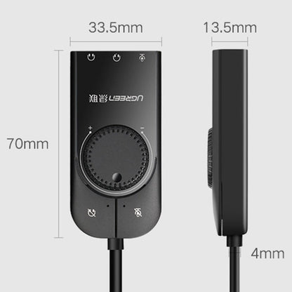Rynx | UGREEN CM109 USB to 3-Ports 3.5mm Computer External Audio Card with Volume Control, Length: 15cm