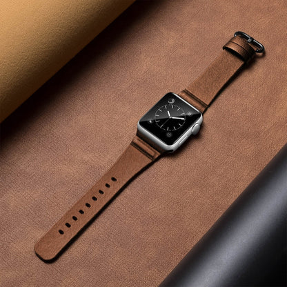 Rynx | Genuine leather watch bands for Apple Watch Series 7 45mm / 6 & SE & 5 & 4 44mm / 3 & 2 & 1 42mm (Brown)