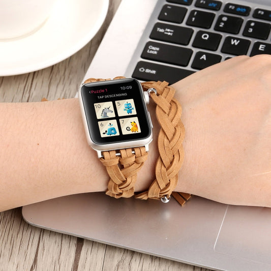 Rynx | Hand-woven leather watch band for Apple Watch Series 9&8&7 41mm / SE 3&SE 2&6&SE&5&4 40mm / 3&2&1 38mm (Khaki)
