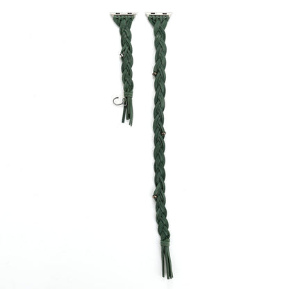 Rynx | Handwoven leather watch strap for Apple Watch Series 9&8&7 41mm / SE 3&SE 2&6&SE&5&4 40mm / 3&2&1 38mm (Green)
