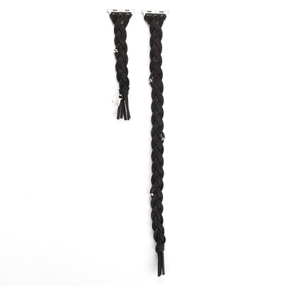 Rynx | Handwoven leather bracelet for Apple Watch Ultra 49 mm & Watch Ultra 2 49 mm / Series 9 & 8 & 7 45 mm / SE 3 & SE 2 & 6 & SE & 5 & 4 44 mm / 3 & 2 & 1 42 mm (Black)