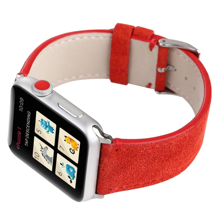 Rynx | Frosted Genuine Leather Watch Band for Apple Watch Series 7 41mm / 6 & SE & 5 & 4 40mm / 3 & 2 & 1 38mm (Red)