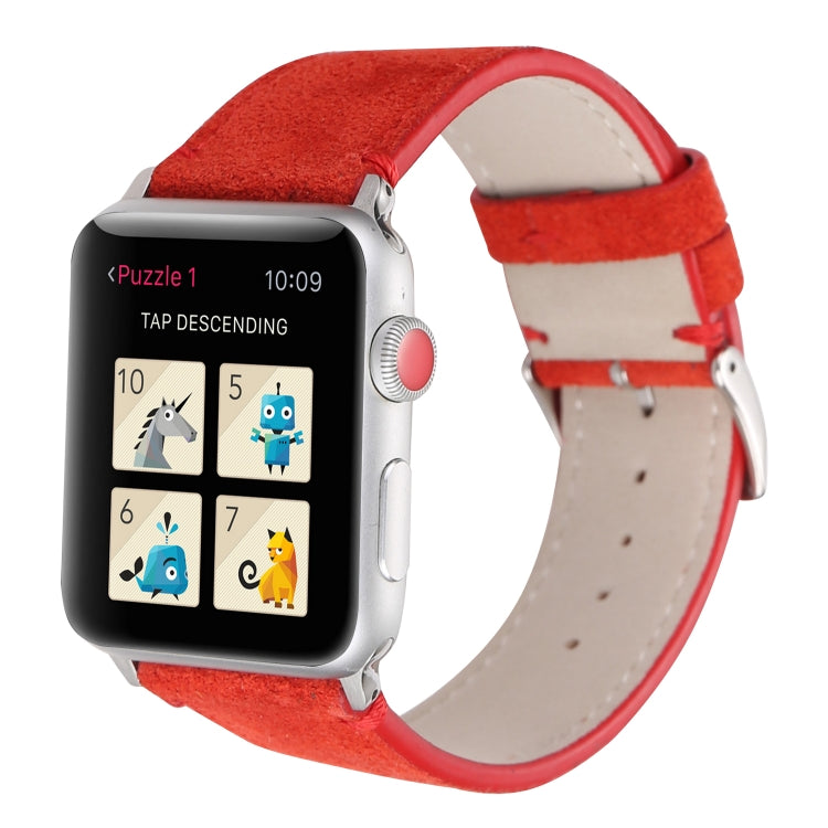 Rynx | Frosted Genuine Leather Watch Band for Apple Watch Series 7 41mm / 6 & SE & 5 & 4 40mm / 3 & 2 & 1 38mm (Red)