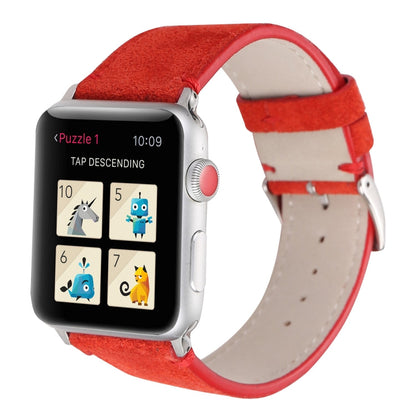 Rynx | Frosted Genuine Leather Watch Band for Apple Watch Series 7 41mm / 6 & SE & 5 & 4 40mm / 3 & 2 & 1 38mm (Red)