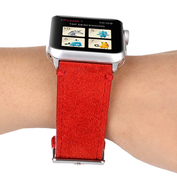 Rynx | Frosted Genuine Leather Watch Band for Apple Watch Series 7 41mm / 6 & SE & 5 & 4 40mm / 3 & 2 & 1 38mm (Red)