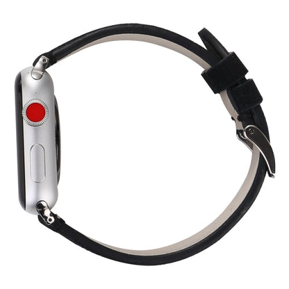 Rynx | Frosted Genuine Leather Watch Band For Apple Watch Series 7 41mm / 6 & SE & 5 & 4 40mm / 3 & 2 & 1 38mm (Black)