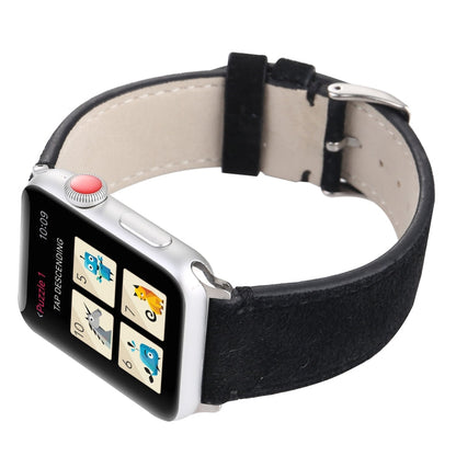 Rynx | Frosted Genuine Leather Watch Band For Apple Watch Series 7 41mm / 6 & SE & 5 & 4 40mm / 3 & 2 & 1 38mm (Black)