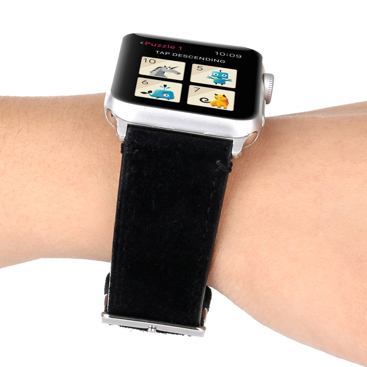 Rynx | Frosted Genuine Leather Watch Band For Apple Watch Series 7 41mm / 6 & SE & 5 & 4 40mm / 3 & 2 & 1 38mm (Black)