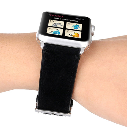 Rynx | Frosted Genuine Leather Watch Band For Apple Watch Series 7 41mm / 6 & SE & 5 & 4 40mm / 3 & 2 & 1 38mm (Black)