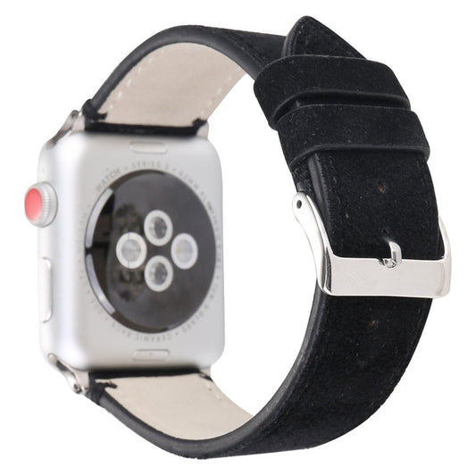 Rynx | Frosted Genuine Leather Watch Band For Apple Watch Series 7 41mm / 6 & SE & 5 & 4 40mm / 3 & 2 & 1 38mm (Black)