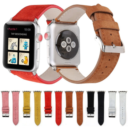 Rynx | Frosted Genuine Leather Watch Band for Apple Watch Series 7 41mm / 6 & SE & 5 & 4 40mm / 3 & 2 & 1 38mm (Red)