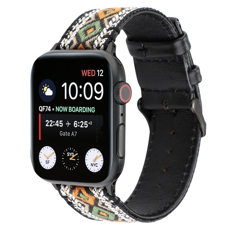 Rynx | For Apple Watch Series 7 41 mm / 6 & SE & 5 & 4 40 mm / 3 & 2 & 1 38 mm Ethnic Style Genuine Leather Strap (Retro)