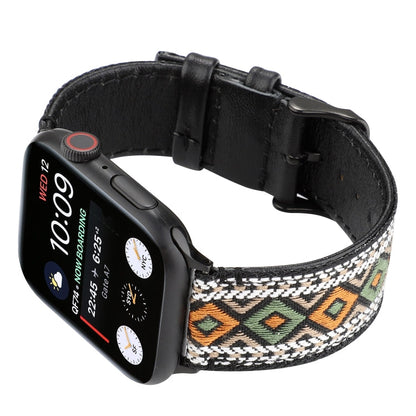 Rynx | For Apple Watch Series 7 41 mm / 6 & SE & 5 & 4 40 mm / 3 & 2 & 1 38 mm Ethnic Style Genuine Leather Strap (Retro)