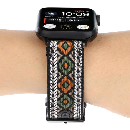 Rynx | For Apple Watch Series 7 41 mm / 6 & SE & 5 & 4 40 mm / 3 & 2 & 1 38 mm Ethnic Style Genuine Leather Strap (Retro)