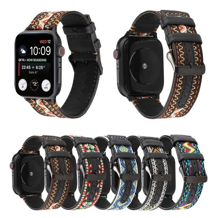 Rynx | For Apple Watch Series 7 41 mm / 6 & SE & 5 & 4 40 mm / 3 & 2 & 1 38 mm Ethnic Style Genuine Leather Strap (Retro)