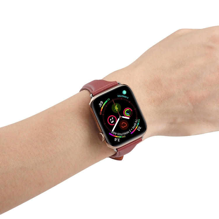 Rynx | Genuine Leather Watch Band for Apple Watch Series 9&8&7 41mm / SE 3&SE 2&6&SE&5&4 40mm / 3&2&1 38mm (Burgundy)