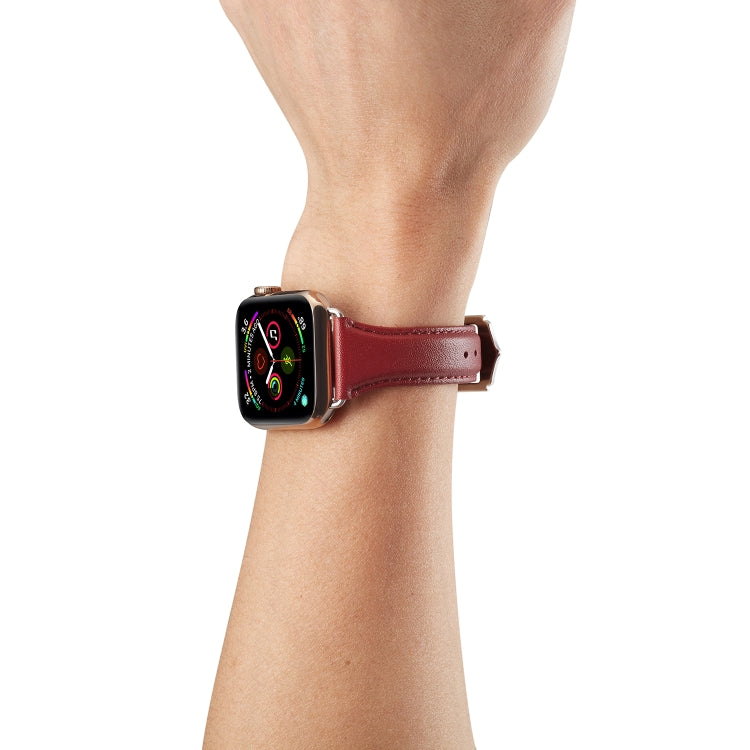 Rynx | Genuine Leather Watch Band for Apple Watch Series 9&8&7 41mm / SE 3&SE 2&6&SE&5&4 40mm / 3&2&1 38mm (Burgundy)