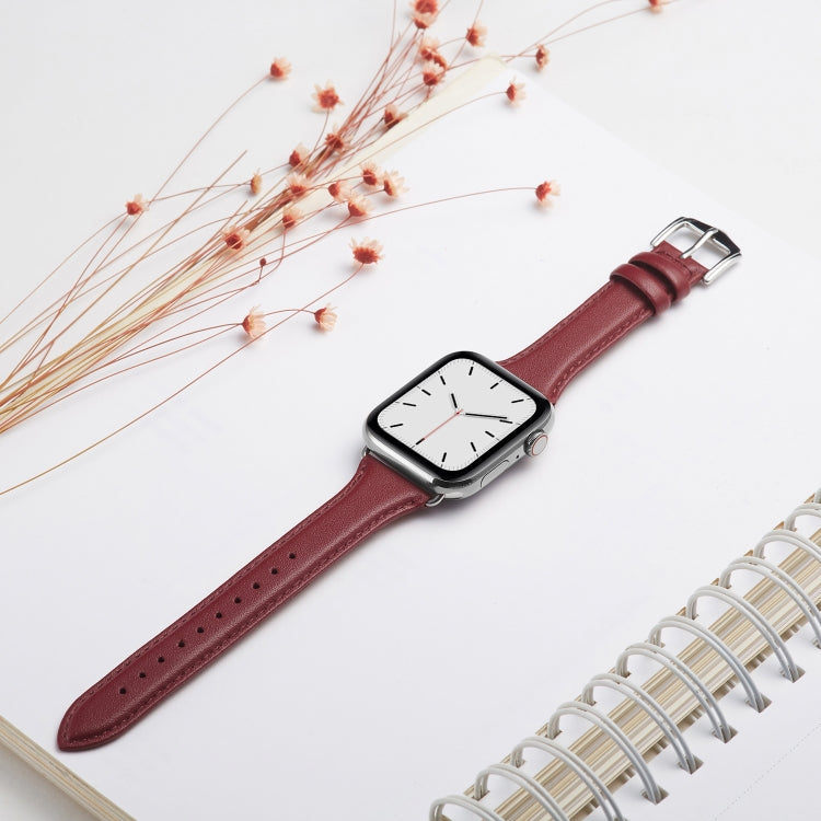 Rynx | Genuine Leather Watch Band for Apple Watch Series 9&8&7 41mm / SE 3&SE 2&6&SE&5&4 40mm / 3&2&1 38mm (Burgundy)