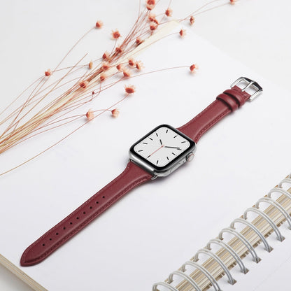 Rynx | Genuine Leather Watch Band for Apple Watch Series 9&8&7 41mm / SE 3&SE 2&6&SE&5&4 40mm / 3&2&1 38mm (Burgundy)