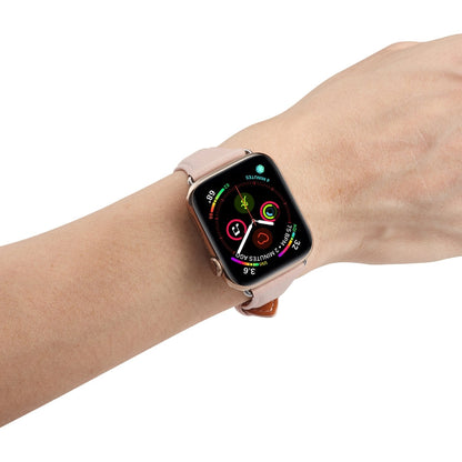 Rynx | Genuine Leather Watch Strap for Apple Watch Series 7 41mm / 6 & SE & 5 & 4 40mm / 3 & 2 & 1 38mm (Pink)