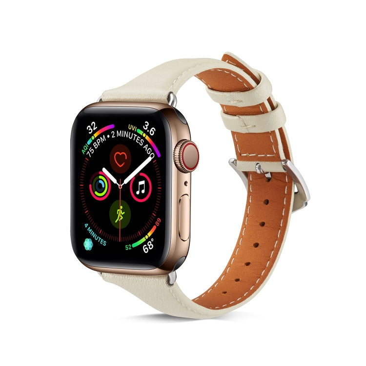 Rynx | Genuine Leather Bracelet for Apple Watch Series 7 41mm / 6 & SE & 5 & 4 40mm / 3 & 2 & 1 38mm (Creamy White)