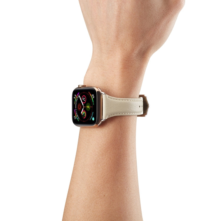 Rynx | Genuine Leather Bracelet for Apple Watch Series 7 41mm / 6 & SE & 5 & 4 40mm / 3 & 2 & 1 38mm (Creamy White)
