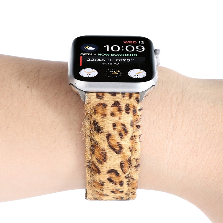 Rynx | Horsehair Fluffy Leopard Pattern Leather Watch Band for Apple Watch Series 7 41mm / 6 & SE & 5 & 4 40mm / 3 & 2 & 1 38mm(5)