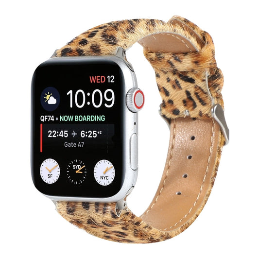 Rynx | Horsehair Fluffy Leopard Pattern Leather Watch Band for Apple Watch Series 7 41mm / 6 & SE & 5 & 4 40mm / 3 & 2 & 1 38mm(5)