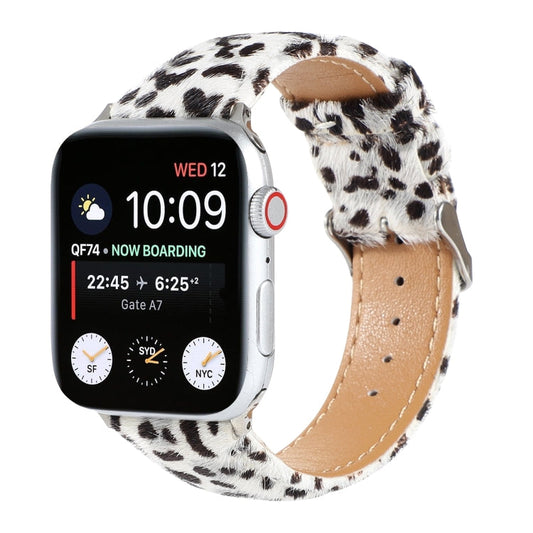 Rynx | Horsehair Plush Leopard Pattern Leather Watch Strap For Apple Watch Series 7 41mm / 6 & SE & 5 & 4 40mm / 3 & 2 & 1 38mm(6)