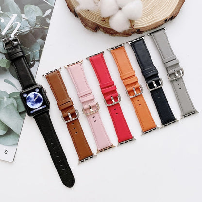 Rynx | D Character Buckle Smooth Texture Watch Band For Apple Watch Series 7 45mm / 6 & SE & 5 & 4 44mm / 3 & 2 & 1 42mm (Brown)