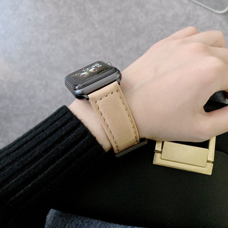 Rynx | Big Head Buckle Leather Watch Strap for Apple Watch Series 9&8&7 41mm / SE 3&SE 2&6&SE&5&4 40mm / 3&2&1 38mm (Black)