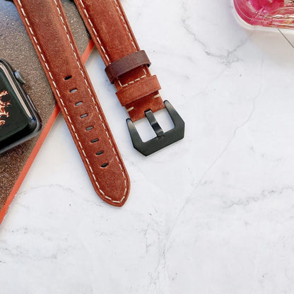 Rynx | Big Head Buckle Leather Watch Strap for Apple Watch Series 9&8&7 41mm / SE 3&SE 2&6&SE&5&4 40mm / 3&2&1 38mm (Black)