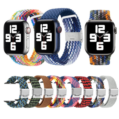 Rynx | Braided + Stainless Steel Watch Band for Apple Watch Series 9&8&7 41mm / SE 3&SE 2&6&SE&5&4 40mm / 3&2&1 38mm (Blue Pink)