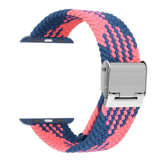 Rynx | Braided + Stainless Steel Watch Band for Apple Watch Ultra 49 mm & Watch Ultra 2 49 mm / Series 9 & 8 & 7 45 mm / SE 3 & SE 2 & 6 & SE & 5 & 4 44 mm / 3 & 2 & 1 42 mm (Blue Pink)