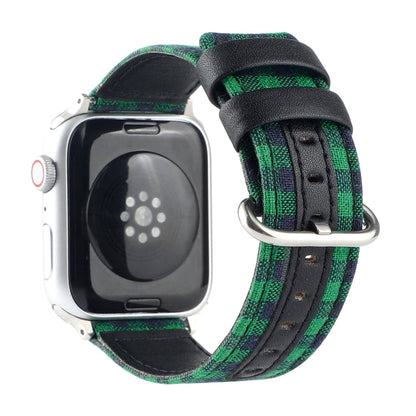Rynx | Grid Pattern Round Buckle Leather Watch Band For Apple Watch Ultra 49mm & Watch Ultra 2 49mm / Series 9 & 8 & 7 45mm / SE 3 & SE 2 & 6 & SE & 5 & 4 44mm / 3 & 2 & 1 42mm (Green Black)