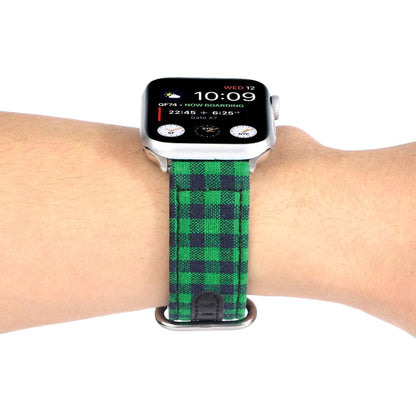 Rynx | Grid Pattern Round Buckle Leather Watch Band For Apple Watch Ultra 49mm & Watch Ultra 2 49mm / Series 9 & 8 & 7 45mm / SE 3 & SE 2 & 6 & SE & 5 & 4 44mm / 3 & 2 & 1 42mm (Green Black)