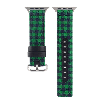 Rynx | Grid Pattern Round Buckle Leather Watch Band For Apple Watch Ultra 49mm & Watch Ultra 2 49mm / Series 9 & 8 & 7 45mm / SE 3 & SE 2 & 6 & SE & 5 & 4 44mm / 3 & 2 & 1 42mm (Green Black)