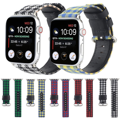 Rynx | Grid Pattern Round Buckle Leather Watch Band for Apple Watch Series 7 45mm / 6 & SE & 5 & 4 44mm / 3 & 2 & 1 42mm (White Black)