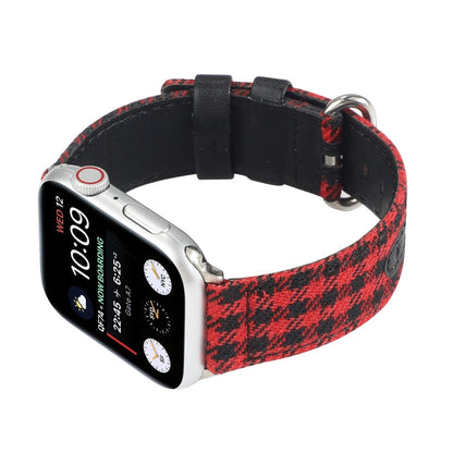 Rynx | Grid Pattern Round Buckle Leather Watch Band for Apple Watch Series 9&8&7 41mm / SE 3&SE 2&6&SE&5&4 40mm / 3&2&1 38mm (Red Black)